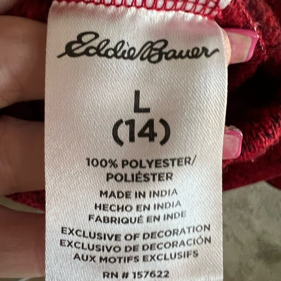 Eddie Bauer Boy’s Red and Gray Pullover Sweater - Picture 3 of 5